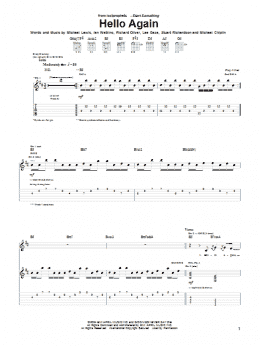 page one of Hello Again (Guitar Tab)