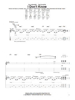 page one of I Don't Know (Guitar Tab)