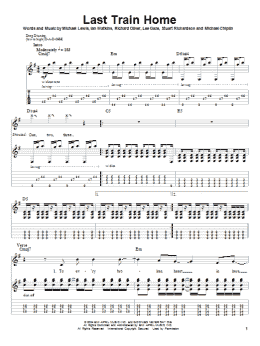 page one of Last Train Home (Guitar Tab (Single Guitar))