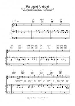 page one of Paranoid Android (Piano, Vocal & Guitar Chords)