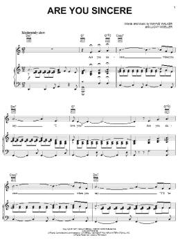 page one of Are You Sincere (Piano, Vocal & Guitar Chords (Right-Hand Melody))