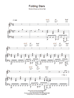 page one of Folding Stars (Piano, Vocal & Guitar Chords)
