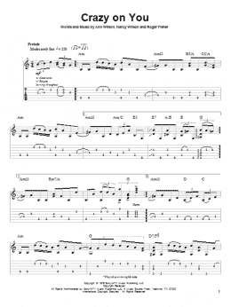 page one of Crazy On You (Guitar Tab (Single Guitar))