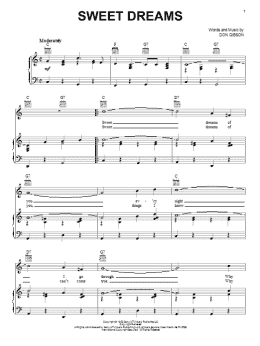 page one of Sweet Dreams (Piano, Vocal & Guitar Chords (Right-Hand Melody))