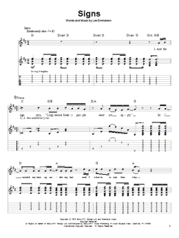 page one of Signs (Guitar Tab (Single Guitar))
