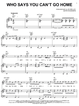 page one of Who Says You Can't Go Home (Piano, Vocal & Guitar Chords (Right-Hand Melody))