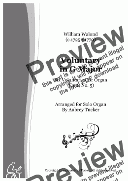 page one of Organ: Voluntary in G Major - Six Voluntaries for Organ (Op. 1, No. 5) - William Walond