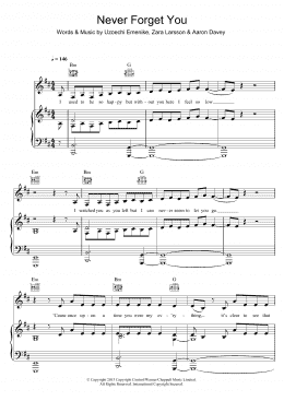 page one of Never Forget You (Piano, Vocal & Guitar Chords)