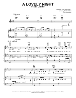 page one of A Lovely Night (from La La Land) (Piano, Vocal & Guitar Chords (Right-Hand Melody))