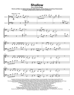page one of Shallow (from A Star Is Born) (Cello Duet)