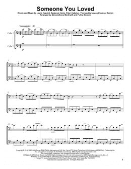 page one of Someone You Loved (Cello Duet)
