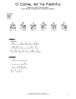 page one of O Come, All Ye Faithful (Really Easy Guitar)