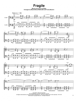 page one of Fragile (Cello Duet)