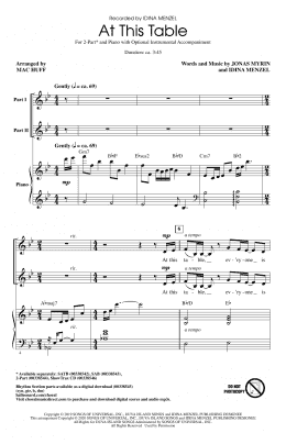 page one of At This Table (arr. Mac Huff) (2-Part Choir)