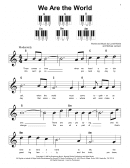 page one of We Are The World (Super Easy Piano)