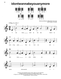 page one of idontwannabeyouanymore (Super Easy Piano)