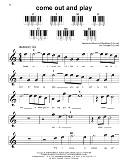 page one of come out and play (Super Easy Piano)