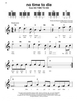 page one of No Time To Die (Super Easy Piano)