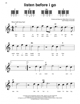 page one of listen before i go (Super Easy Piano)