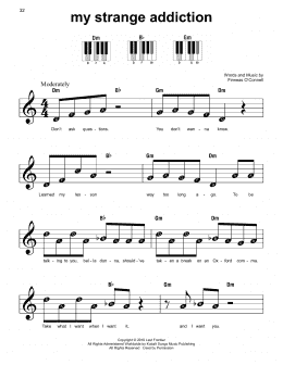 page one of my strange addiction (Super Easy Piano)