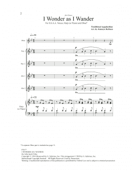 page one of I Wonder As I Wander (SSAA Choir)