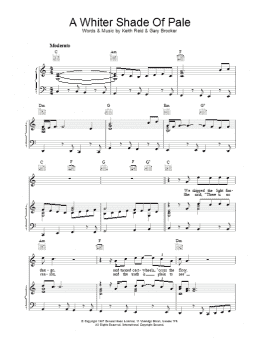 page one of A Whiter Shade Of Pale (Piano, Vocal & Guitar Chords)