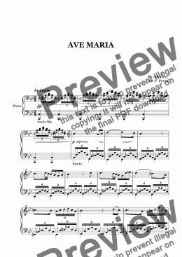 page one of Schubert - AVE MARIA - piano solo