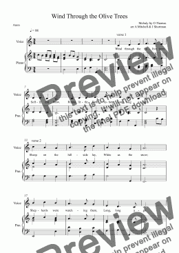 page one of Wind through the olive trees (Christmas Carol) inc optional flute trio