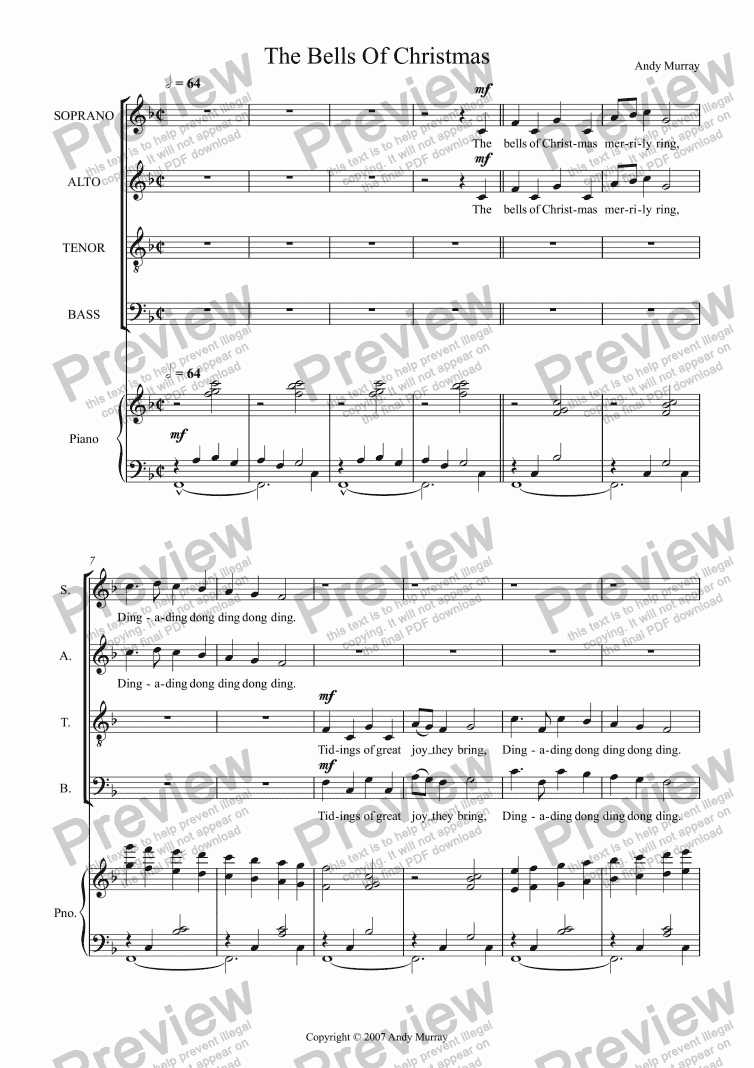 page one of The Bells Of Christmas (SATB)