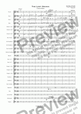 page one of The Lady Oriana -  Concert Band