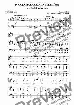page one of PROCLAMA LA GLORIA DEL SEÑOR  para S.A.T.B voces y piano