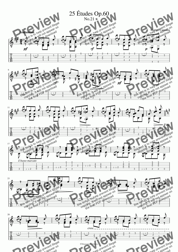 page one of 25 Etudes Op.60 No.21 (for Print)