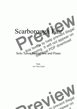 page one of Scarborough Fair for Solo Tenor Saxophone and Piano