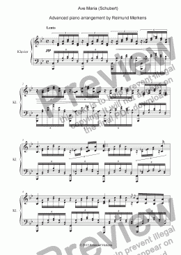 page one of Ave Maria - Advanced Piano Arrangement by Reimund Merkens