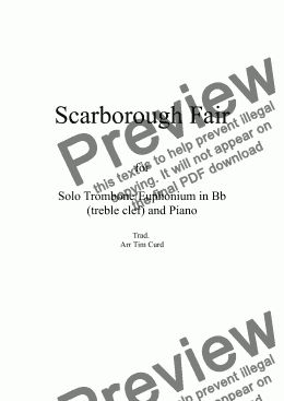 page one of Scarborough Fair for Solo Trombone/Euphonium in Bb (treble clef) and Piano