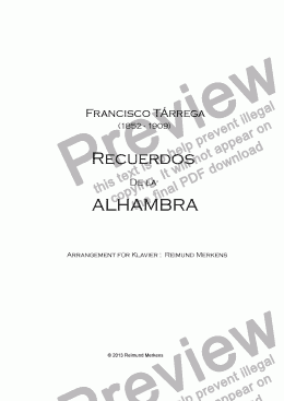 page one of Recuerdos de la Alhambra