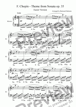 page one of Frederik Chopin - Theme from sonata op 35 - Easier Version