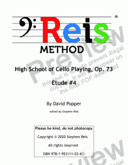page one of High School of Cello Playing, Op. 73, Etude #4