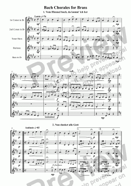 page one of Bach Chorales for Brass