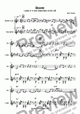 page one of Denmark for Trumpet & Guitar