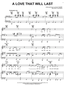 page one of A Love That Will Last (Piano, Vocal & Guitar Chords (Right-Hand Melody))