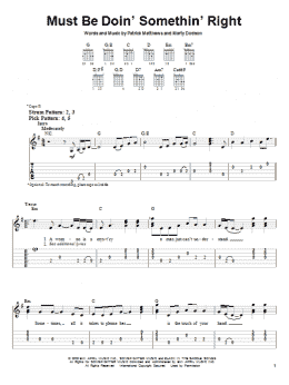 page one of Must Be Doin' Somethin' Right (Easy Guitar Tab)
