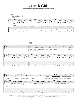 page one of Just A Girl (Guitar Tab (Single Guitar))