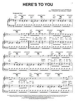 page one of Here's To You (Piano, Vocal & Guitar Chords (Right-Hand Melody))