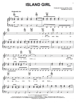 page one of Island Girl (Piano, Vocal & Guitar Chords (Right-Hand Melody))