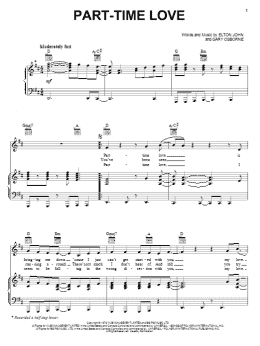 page one of Part-Time Love (Piano, Vocal & Guitar Chords (Right-Hand Melody))