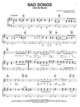 page one of Sad Songs (Say So Much) (Piano, Vocal & Guitar Chords (Right-Hand Melody))