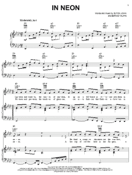page one of In Neon (Piano, Vocal & Guitar Chords (Right-Hand Melody))