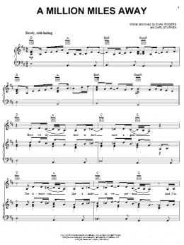 page one of A Million Miles Away (Piano, Vocal & Guitar Chords (Right-Hand Melody))