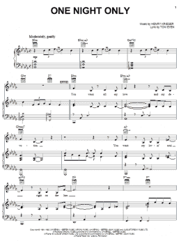 page one of One Night Only (Piano, Vocal & Guitar Chords (Right-Hand Melody))